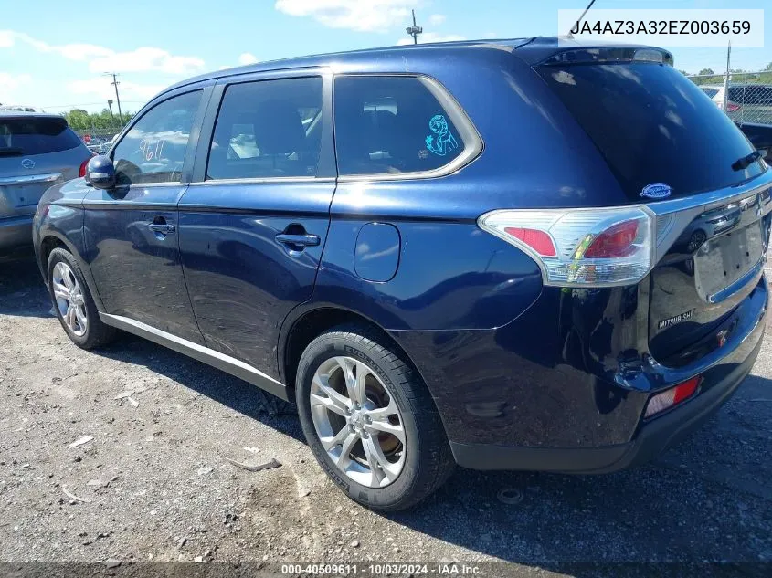 2014 Mitsubishi Outlander Se VIN: JA4AZ3A32EZ003659 Lot: 40509611