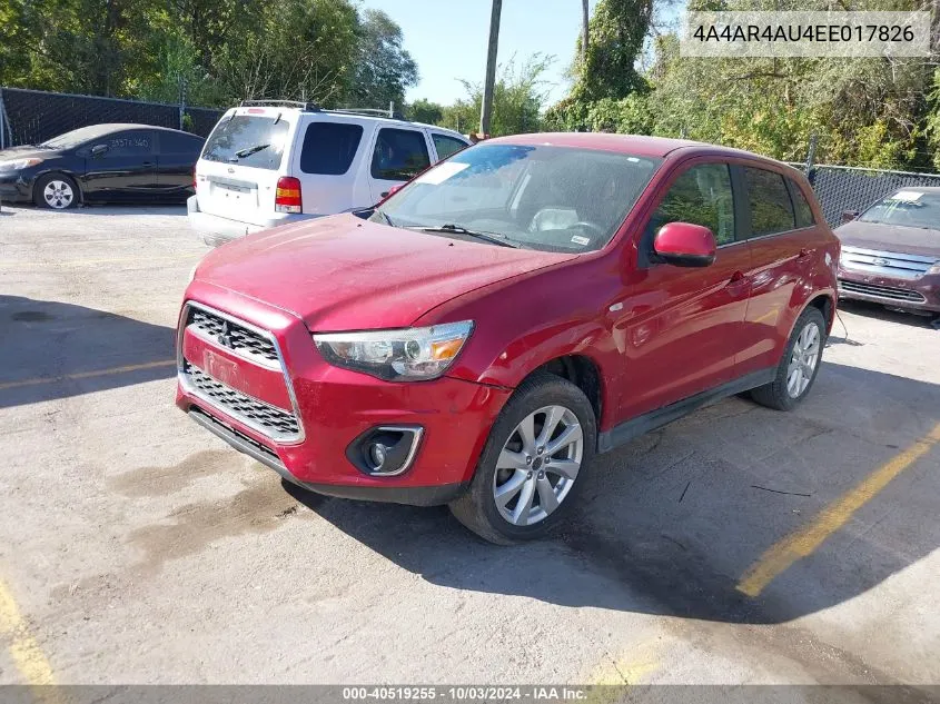 2014 Mitsubishi Outlander Sport Se VIN: 4A4AR4AU4EE017826 Lot: 40519255