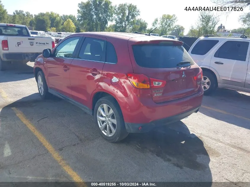 2014 Mitsubishi Outlander Sport Se VIN: 4A4AR4AU4EE017826 Lot: 40519255