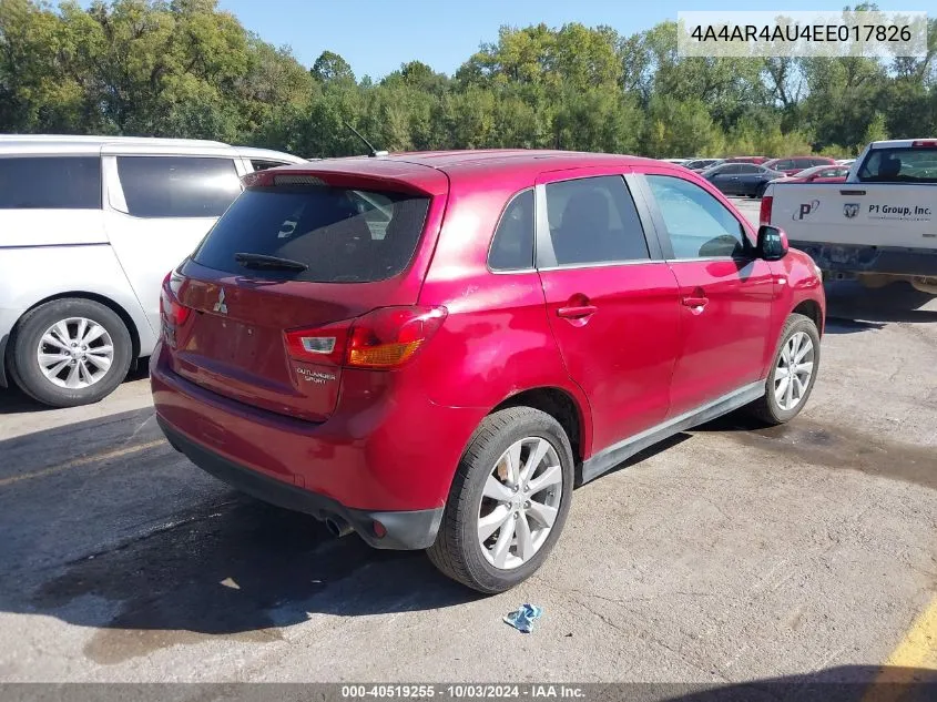 2014 Mitsubishi Outlander Sport Se VIN: 4A4AR4AU4EE017826 Lot: 40519255