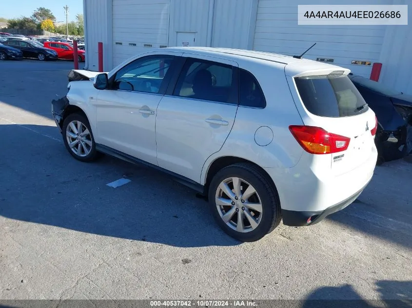 2014 Mitsubishi Outlander Sport Se VIN: 4A4AR4AU4EE026686 Lot: 40537042