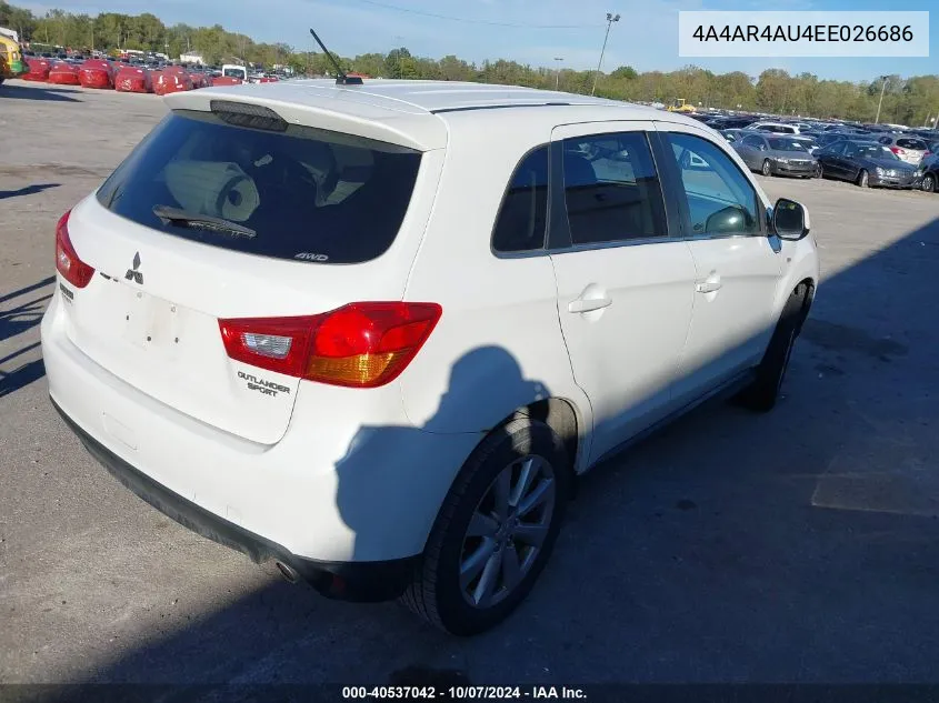 2014 Mitsubishi Outlander Sport Se VIN: 4A4AR4AU4EE026686 Lot: 40537042