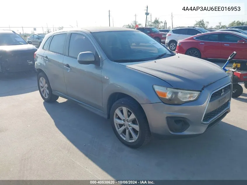 2014 Mitsubishi Outlander Sport Es VIN: 4A4AP3AU6EE016953 Lot: 40538620