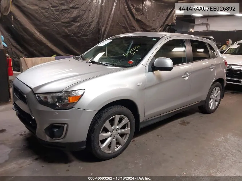 4A4AR4AU7EE026892 2014 Mitsubishi Outlander Sport Se