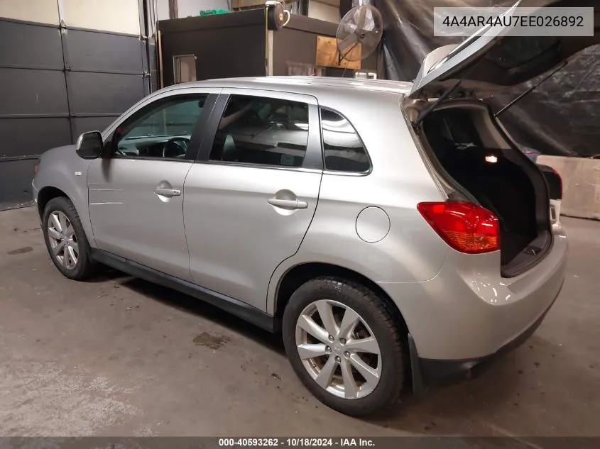 4A4AR4AU7EE026892 2014 Mitsubishi Outlander Sport Se