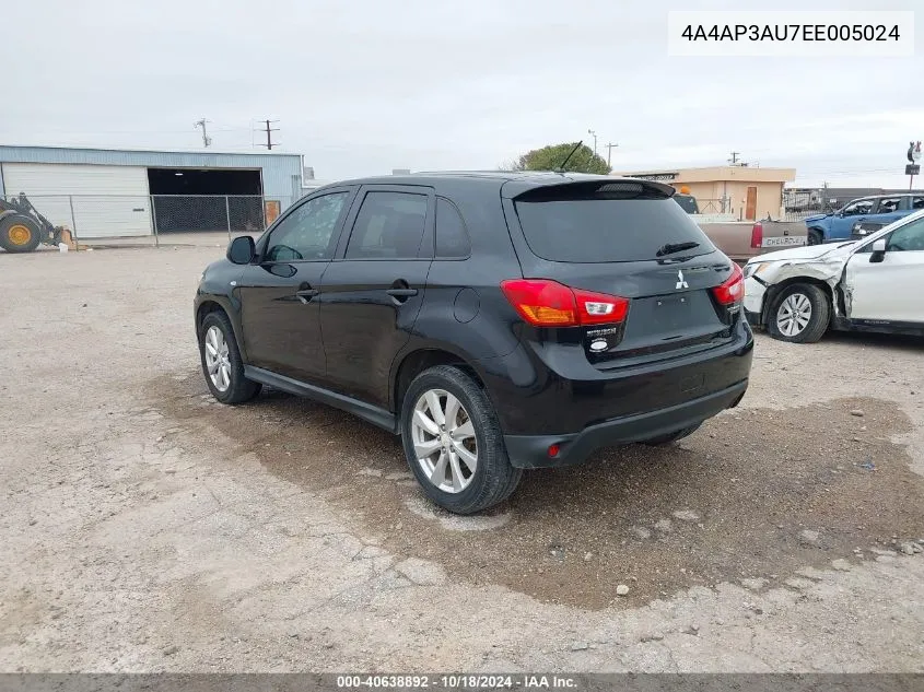 2014 Mitsubishi Outlander Sport Es VIN: 4A4AP3AU7EE005024 Lot: 40638892