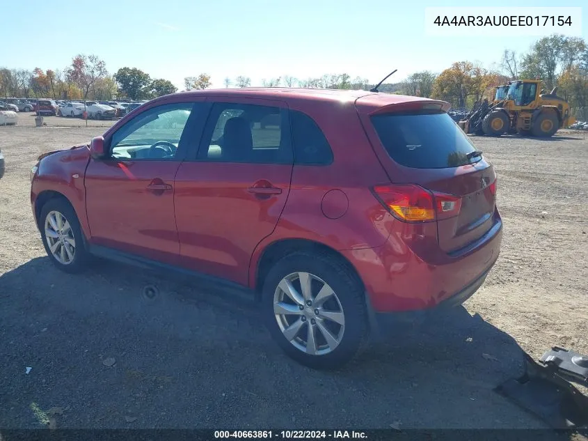 2014 Mitsubishi Outlander Sport Es VIN: 4A4AR3AU0EE017154 Lot: 40663861