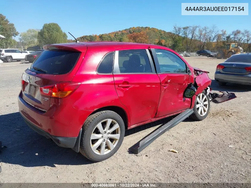 2014 Mitsubishi Outlander Sport Es VIN: 4A4AR3AU0EE017154 Lot: 40663861