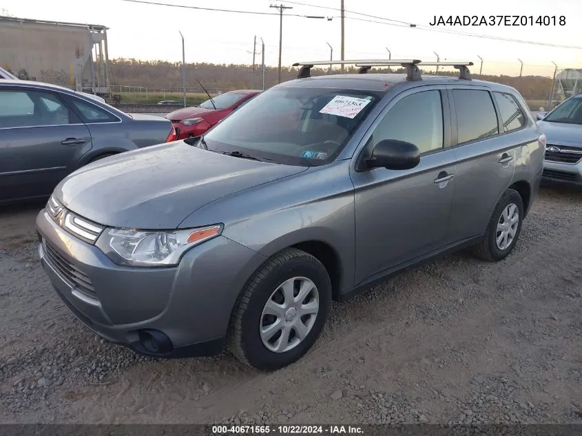 2014 Mitsubishi Outlander Es VIN: JA4AD2A37EZ014018 Lot: 40671565