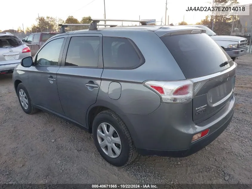 2014 Mitsubishi Outlander Es VIN: JA4AD2A37EZ014018 Lot: 40671565