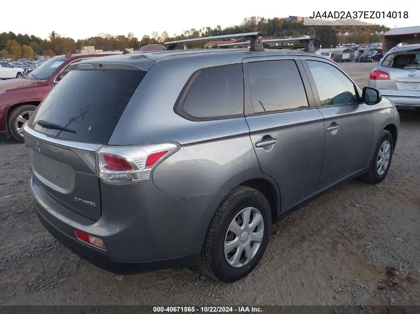 2014 Mitsubishi Outlander Es VIN: JA4AD2A37EZ014018 Lot: 40671565