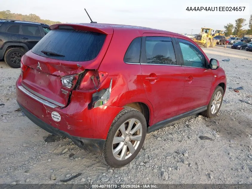 2014 Mitsubishi Outlander Sport Se VIN: 4A4AP4AU1EE024657 Lot: 40715773