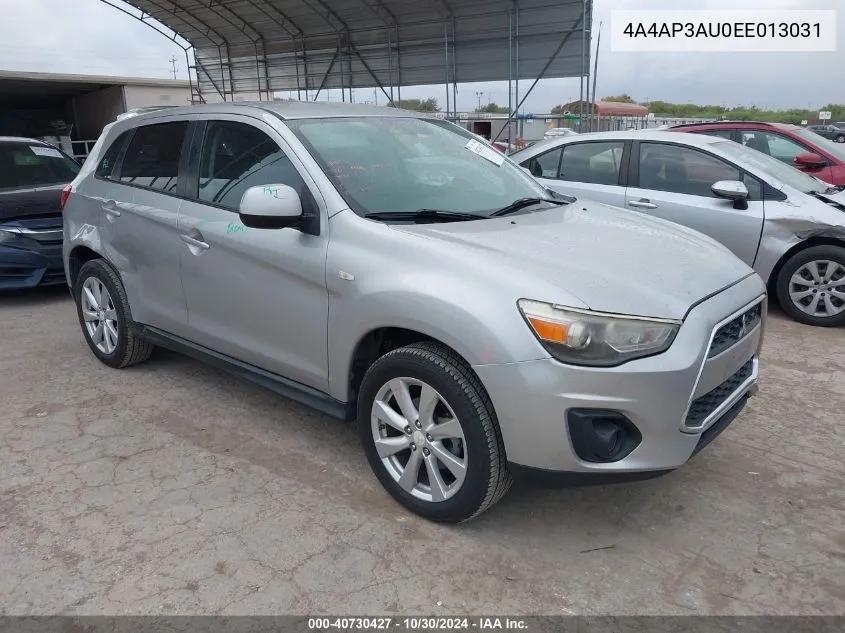 2014 Mitsubishi Outlander Sport Es VIN: 4A4AP3AU0EE013031 Lot: 40730427