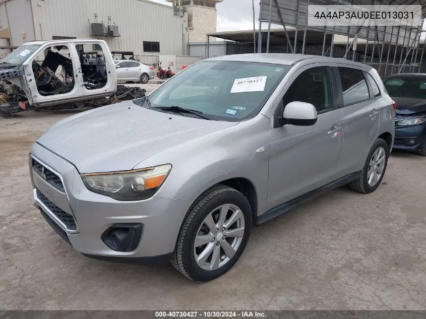 2014 Mitsubishi Outlander Sport Es VIN: 4A4AP3AU0EE013031 Lot: 40730427