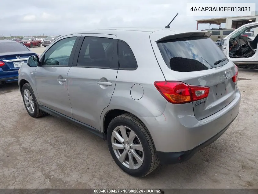 2014 Mitsubishi Outlander Sport Es VIN: 4A4AP3AU0EE013031 Lot: 40730427