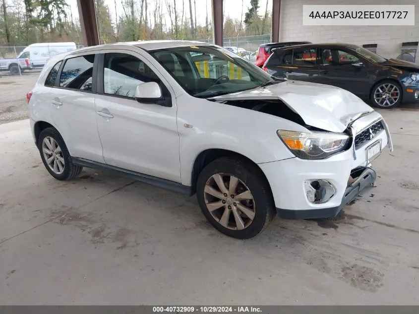 2014 Mitsubishi Outlander Sport Es VIN: 4A4AP3AU2EE017727 Lot: 40732909