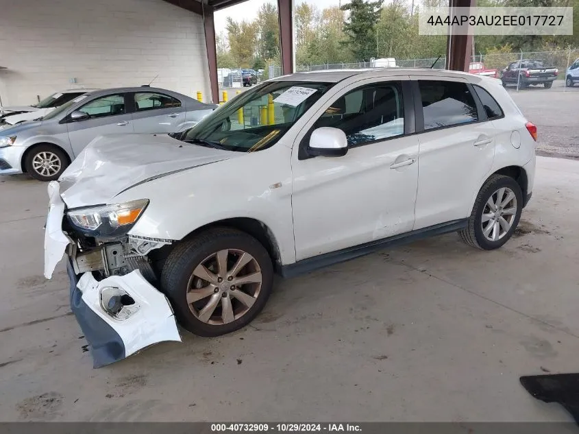 2014 Mitsubishi Outlander Sport Es VIN: 4A4AP3AU2EE017727 Lot: 40732909