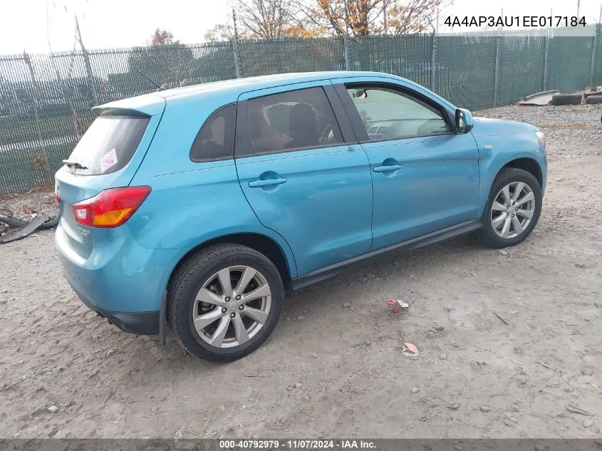 2014 Mitsubishi Outlander Sport Es VIN: 4A4AP3AU1EE017184 Lot: 40792979