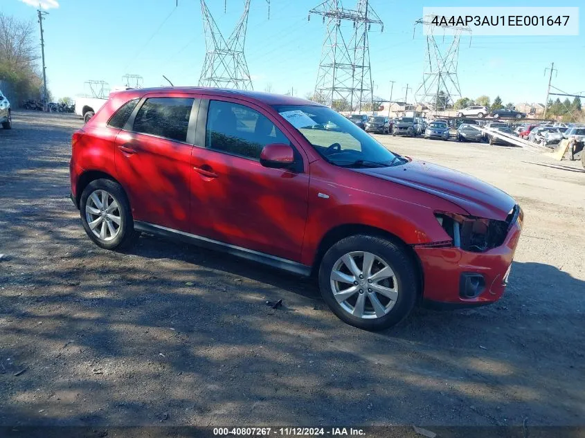 2014 Mitsubishi Outlander Sport Es VIN: 4A4AP3AU1EE001647 Lot: 40807267