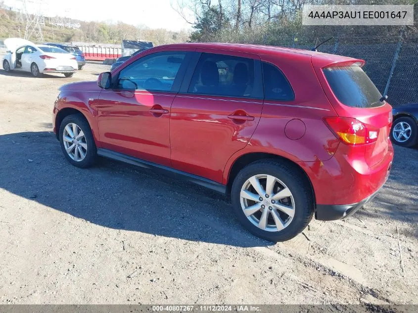 2014 Mitsubishi Outlander Sport Es VIN: 4A4AP3AU1EE001647 Lot: 40807267