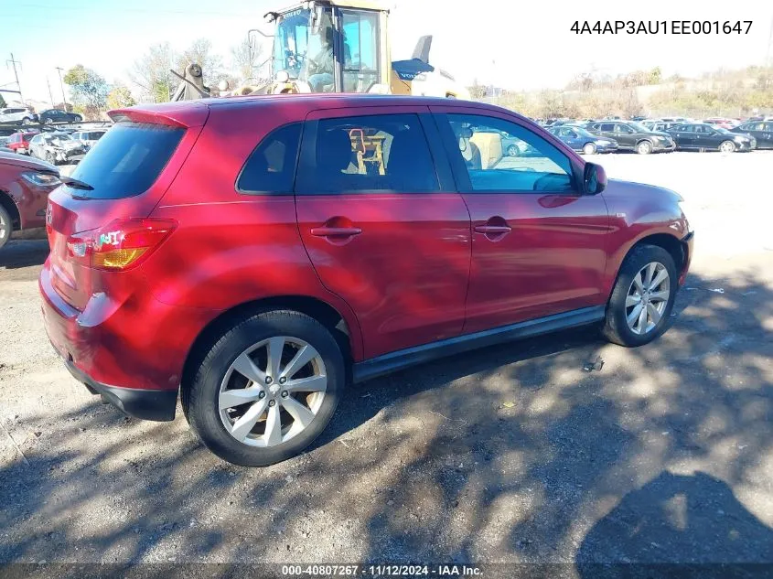 2014 Mitsubishi Outlander Sport Es VIN: 4A4AP3AU1EE001647 Lot: 40807267