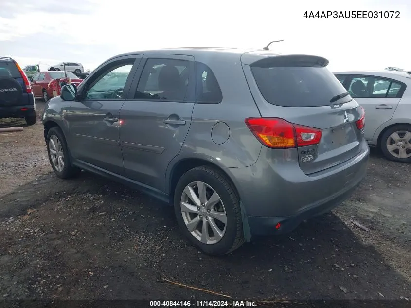 2014 Mitsubishi Outlander Sport Es VIN: 4A4AP3AU5EE031072 Lot: 40844146