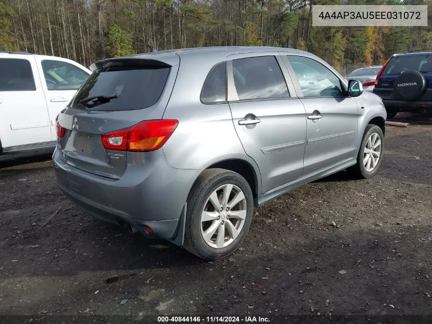 2014 Mitsubishi Outlander Sport Es VIN: 4A4AP3AU5EE031072 Lot: 40844146