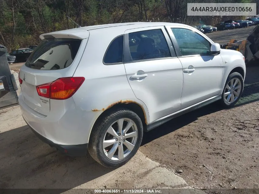 2014 Mitsubishi Outlander Sport Es VIN: 4A4AR3AU0EE010656 Lot: 40863651