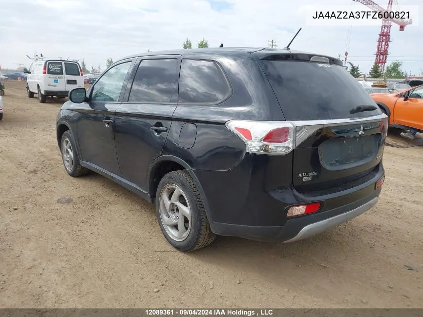 2015 Mitsubishi Outlander VIN: JA4AZ2A37FZ600821 Lot: 12089361