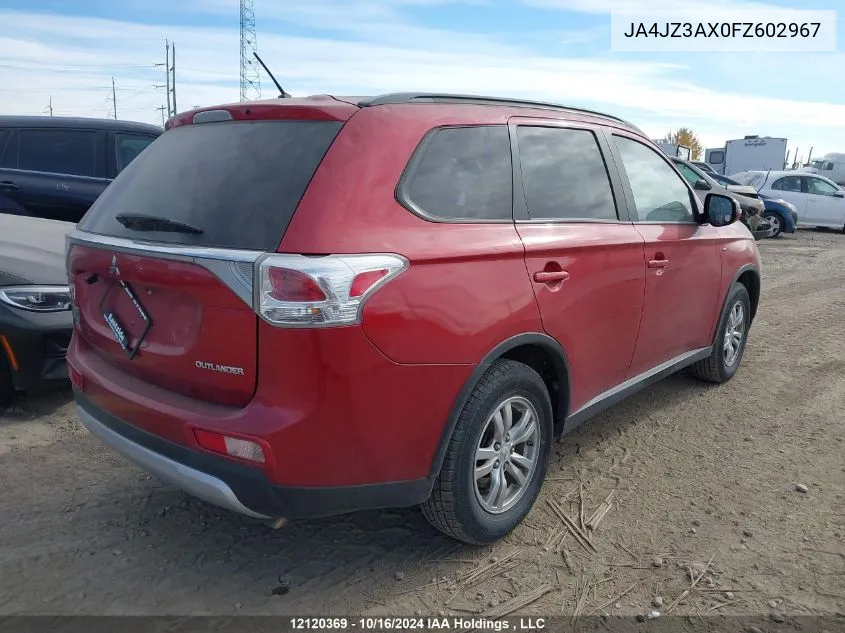 2015 Mitsubishi Outlander Se VIN: JA4JZ3AX0FZ602967 Lot: 12120369