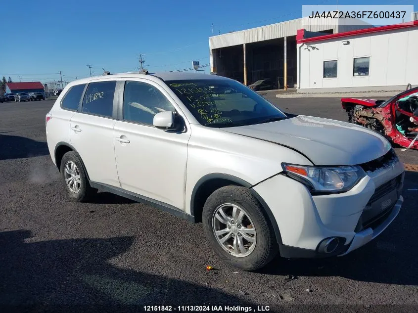 2015 Mitsubishi Outlander VIN: JA4AZ2A36FZ600437 Lot: 12151842