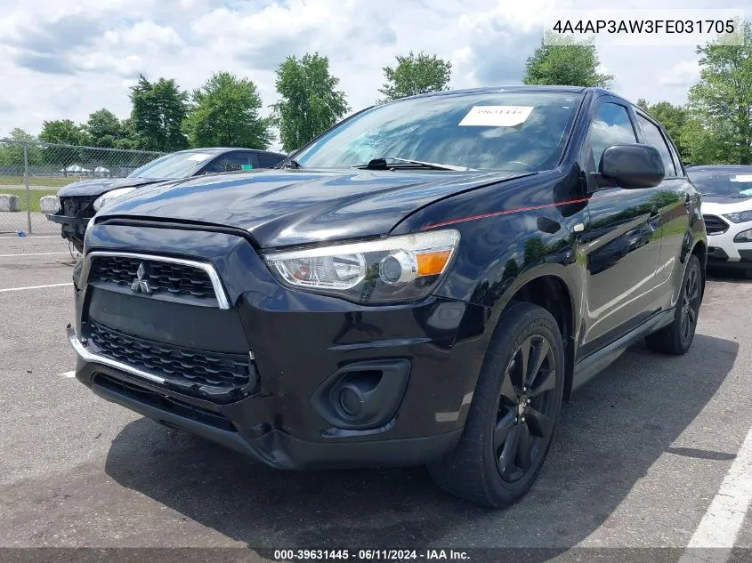 2015 Mitsubishi Outlander Sport Es VIN: 4A4AP3AW3FE031705 Lot: 39631445