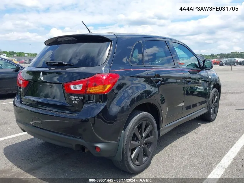 2015 Mitsubishi Outlander Sport Es VIN: 4A4AP3AW3FE031705 Lot: 39631445