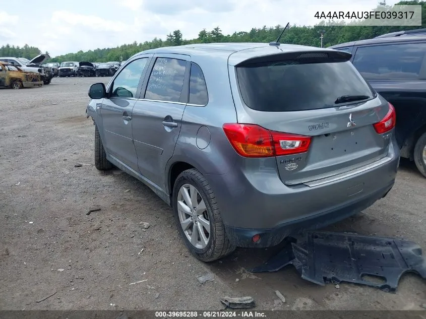 2015 Mitsubishi Outlander Sport Se VIN: 4A4AR4AU3FE039317 Lot: 39695288