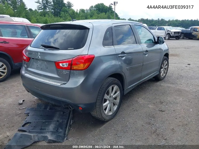 2015 Mitsubishi Outlander Sport Se VIN: 4A4AR4AU3FE039317 Lot: 39695288