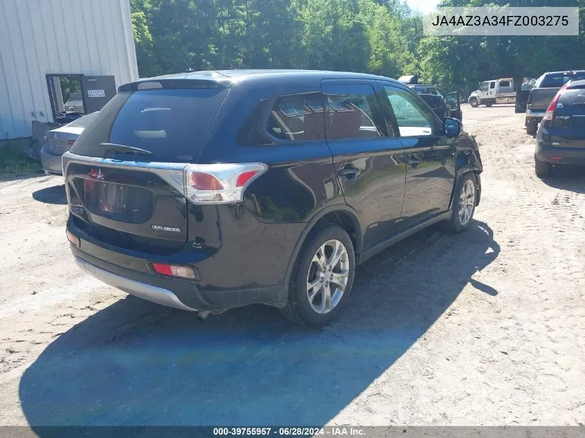 2015 Mitsubishi Outlander Se VIN: JA4AZ3A34FZ003275 Lot: 39755957