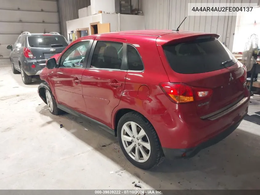 2015 Mitsubishi Outlander Sport Se VIN: 4A4AR4AU2FE004137 Lot: 39839222