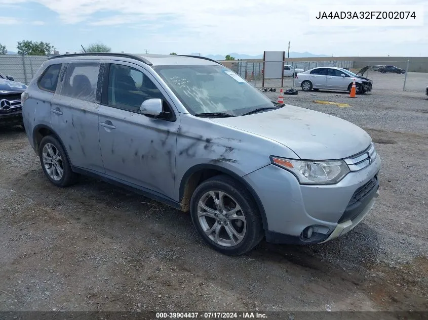 2015 Mitsubishi Outlander Se VIN: JA4AD3A32FZ002074 Lot: 39904437