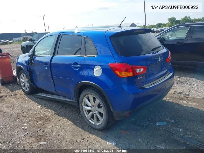 2015 Mitsubishi Outlander Sport Es VIN: 4A4AP3AU9FE006922 Lot: 39953447