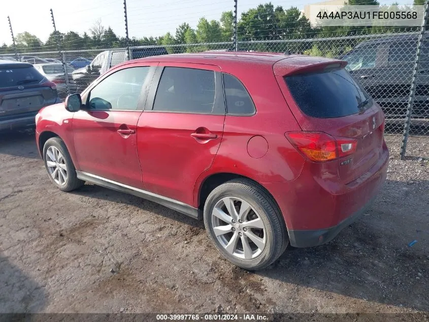 2015 Mitsubishi Outlander Sport Es VIN: 4A4AP3AU1FE005568 Lot: 39997765