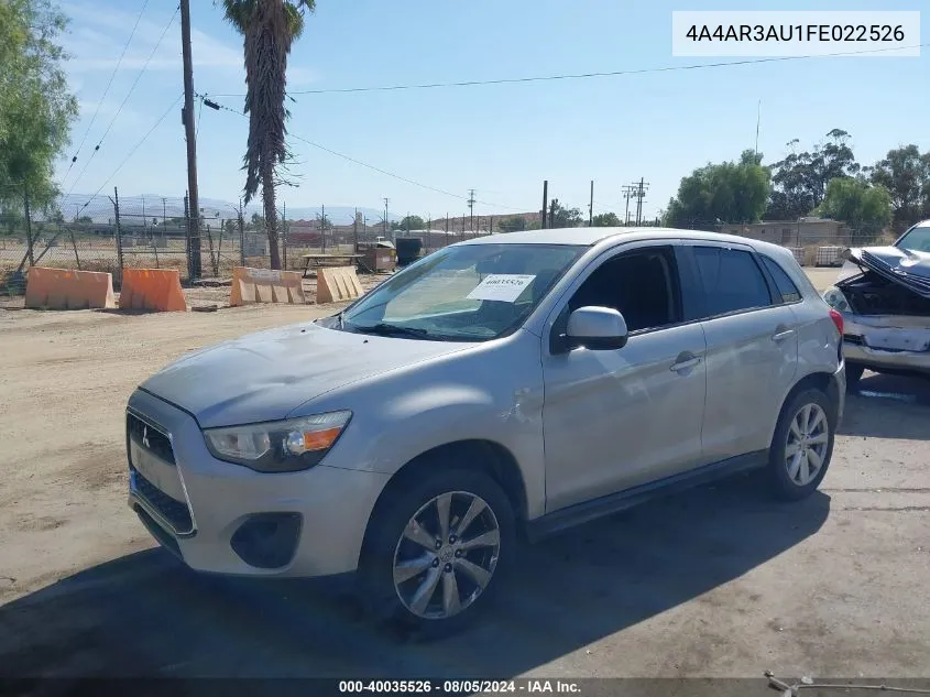 2015 Mitsubishi Outlander Sport Es VIN: 4A4AR3AU1FE022526 Lot: 40035526