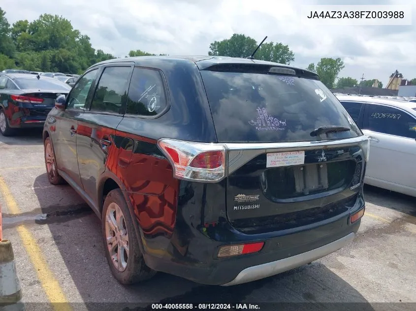 2015 Mitsubishi Outlander Se VIN: JA4AZ3A38FZ003988 Lot: 40055558