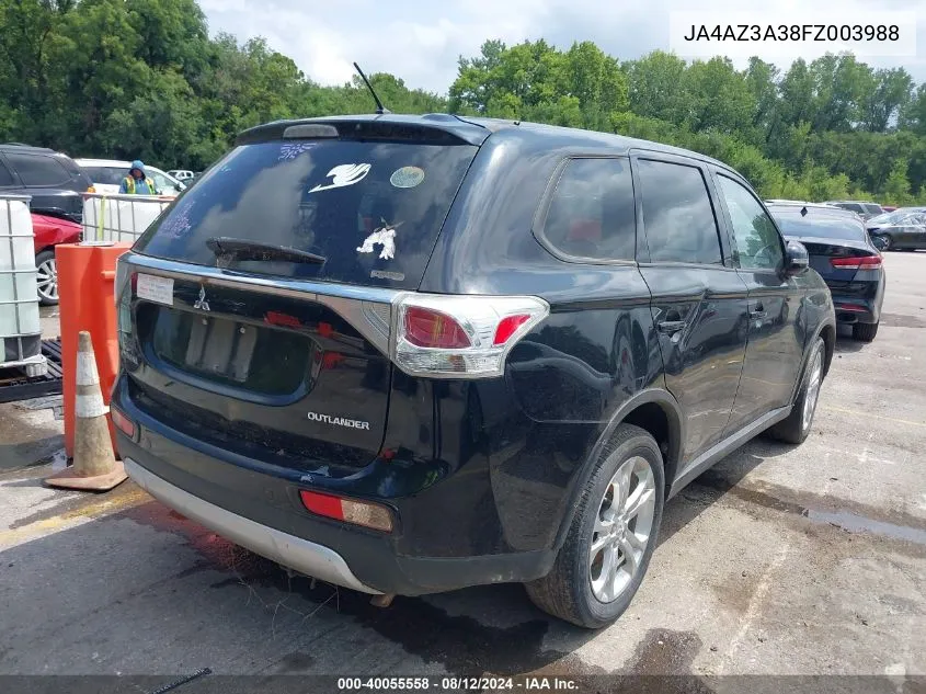 2015 Mitsubishi Outlander Se VIN: JA4AZ3A38FZ003988 Lot: 40055558