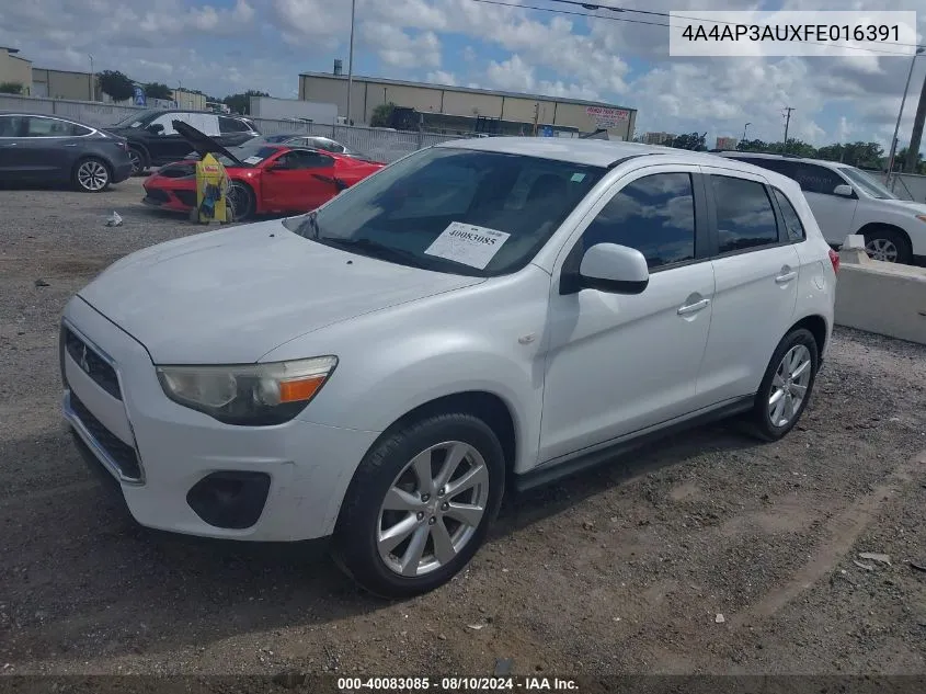 2015 Mitsubishi Outlander Sport Es VIN: 4A4AP3AUXFE016391 Lot: 40083085