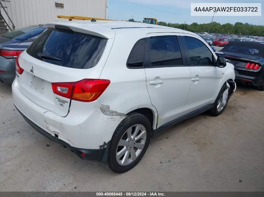 4A4AP3AW2FE033722 2015 Mitsubishi Outlander Sport Es