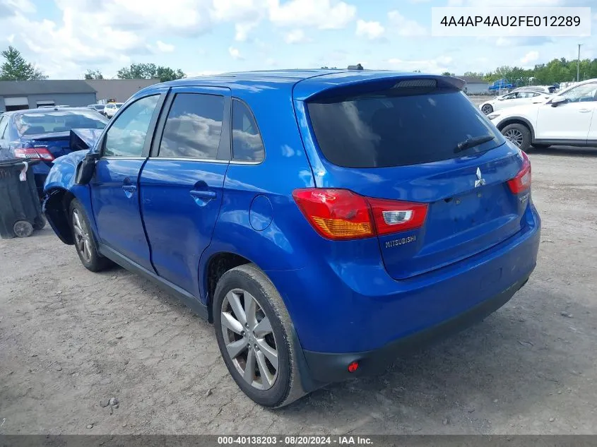 4A4AP4AU2FE012289 2015 Mitsubishi Outlander Sport Se