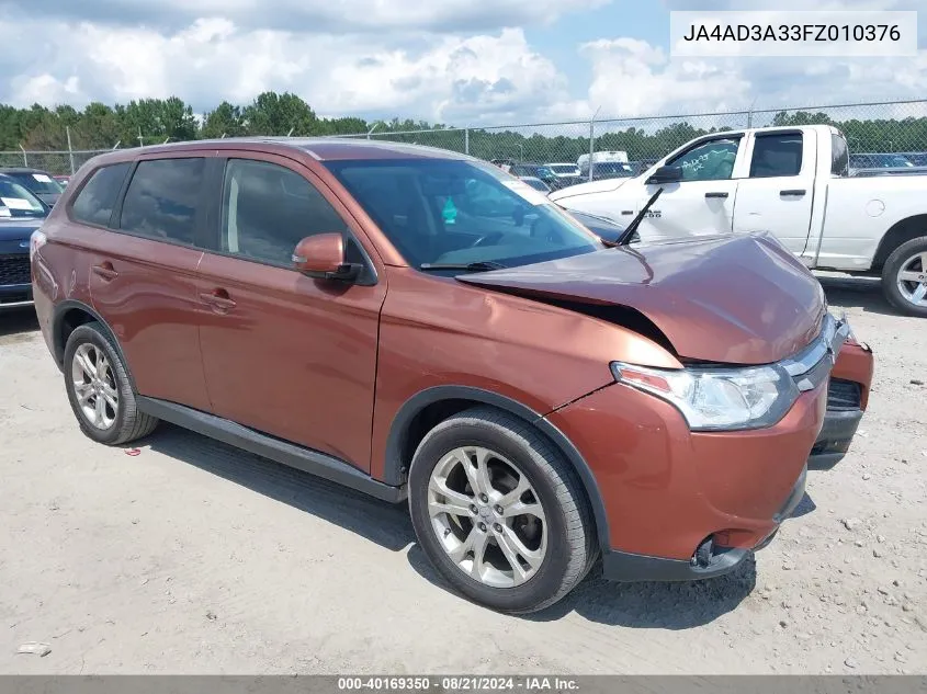 2015 Mitsubishi Outlander Se VIN: JA4AD3A33FZ010376 Lot: 40169350