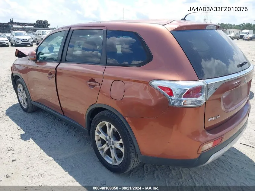 2015 Mitsubishi Outlander Se VIN: JA4AD3A33FZ010376 Lot: 40169350