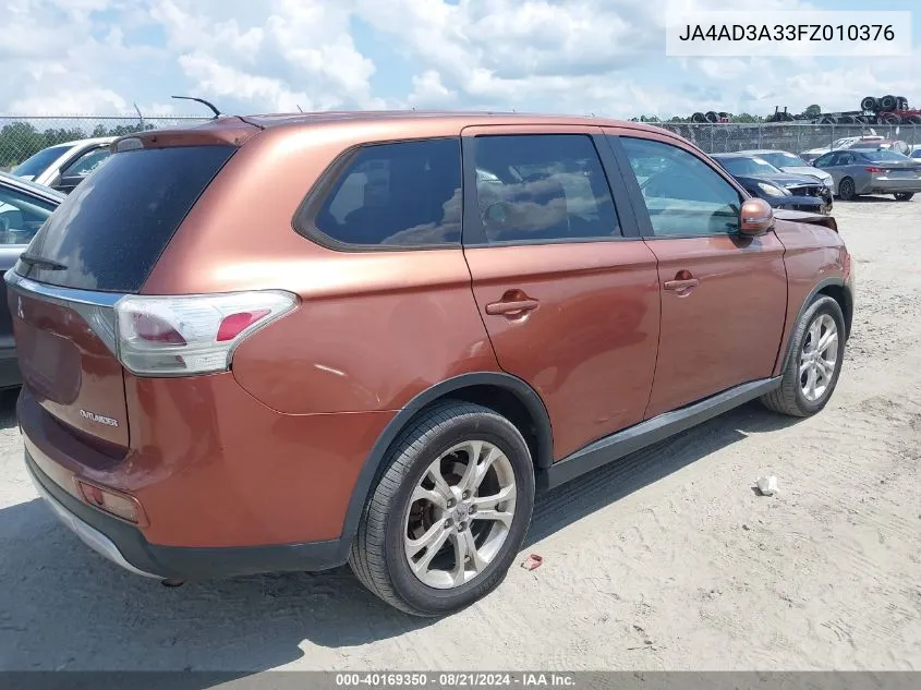 2015 Mitsubishi Outlander Se VIN: JA4AD3A33FZ010376 Lot: 40169350