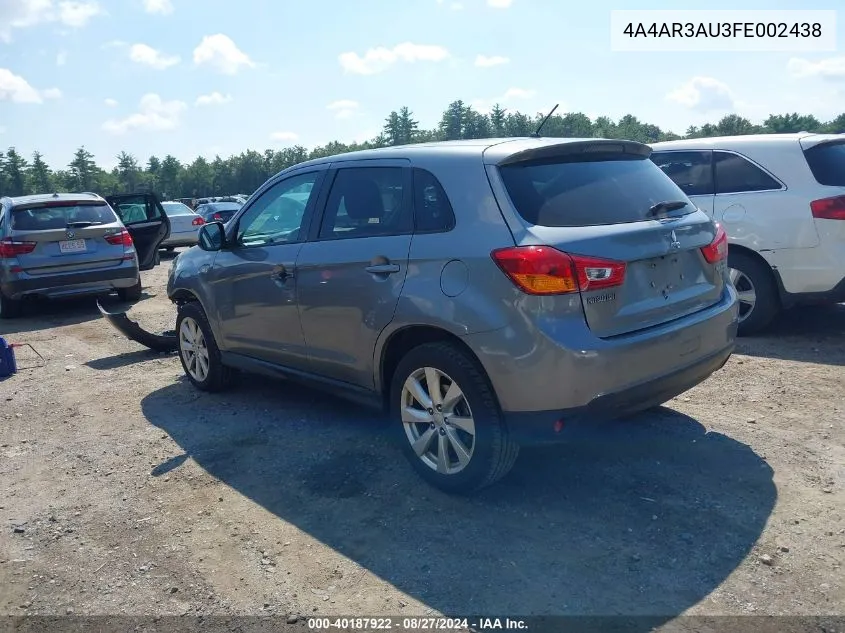 2015 Mitsubishi Outlander Sport Es VIN: 4A4AR3AU3FE002438 Lot: 40187922